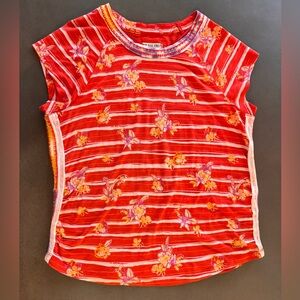 Free People We the Free Sketchbook Printed Tank Women’s Size Large Cherry Combo